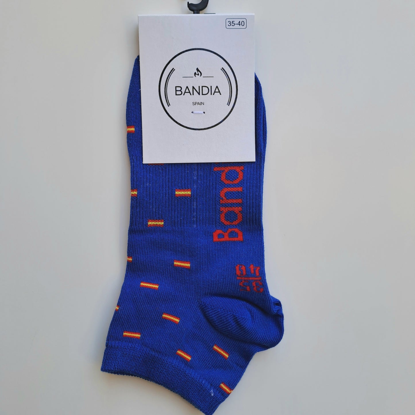 Calcetines Tobilleros Altos Bandera España Azul Eléctrico