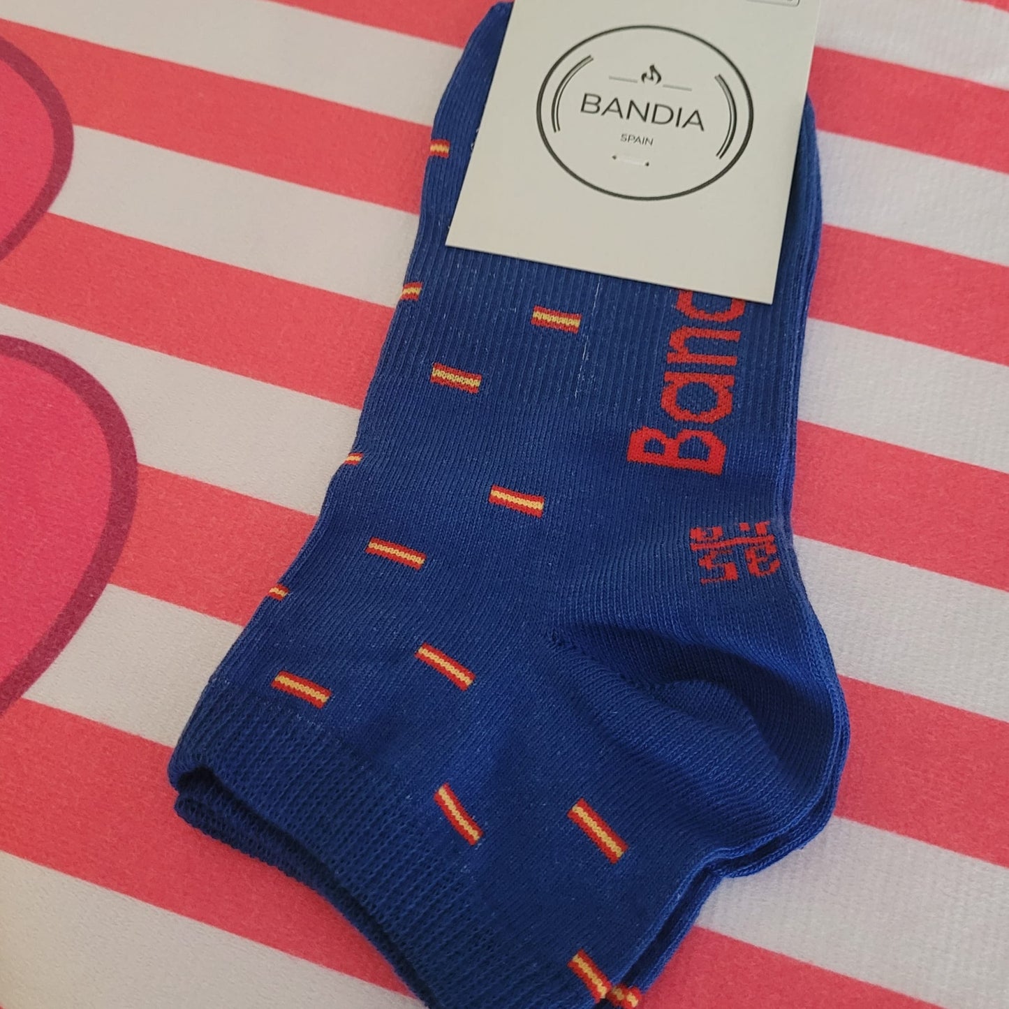 Calcetines Tobilleros Altos Bandera España Azul Eléctrico