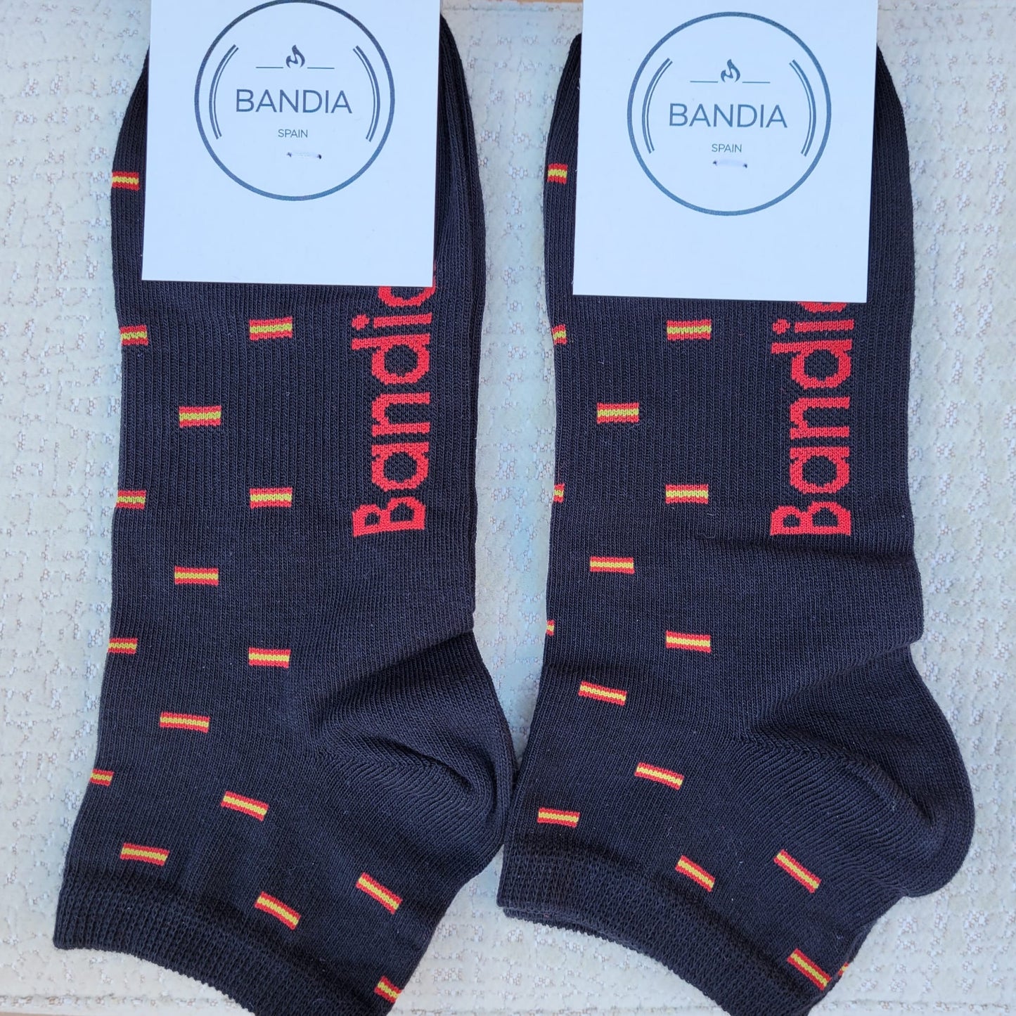 Calcetines Tobilleros Altos Bandera España Negro